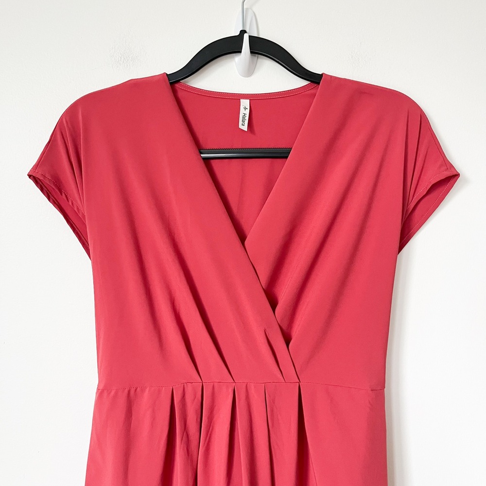 NEW Breezeful V-Neck Short Sleeve Pocket Tie Quick Dry Midi Dress Pink Mediium - Picture 5 of 16